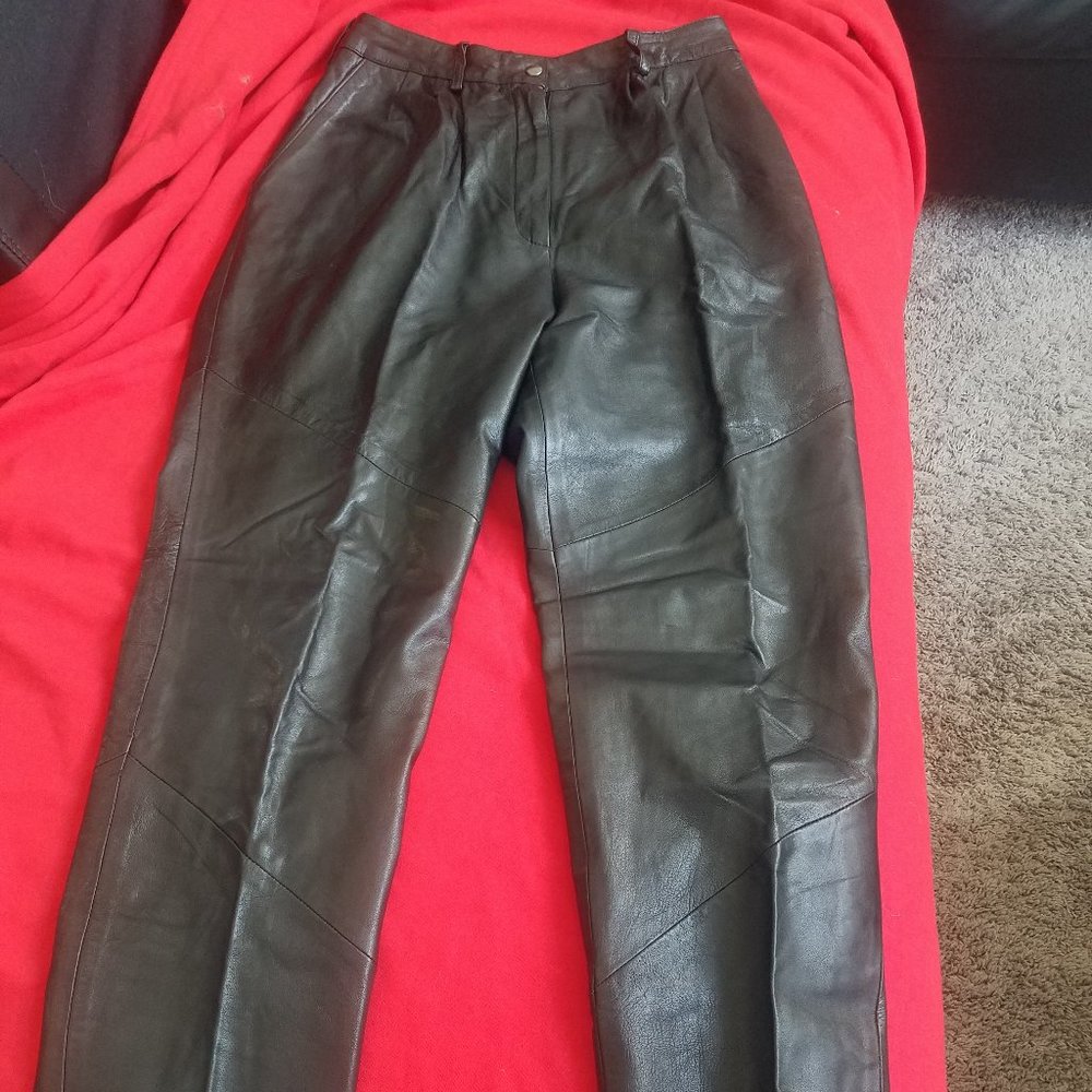 Wilsons Vintage 1990's Black Leather Slacks